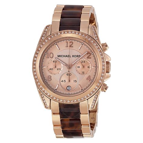 michael kors rose gold and black watch|More.